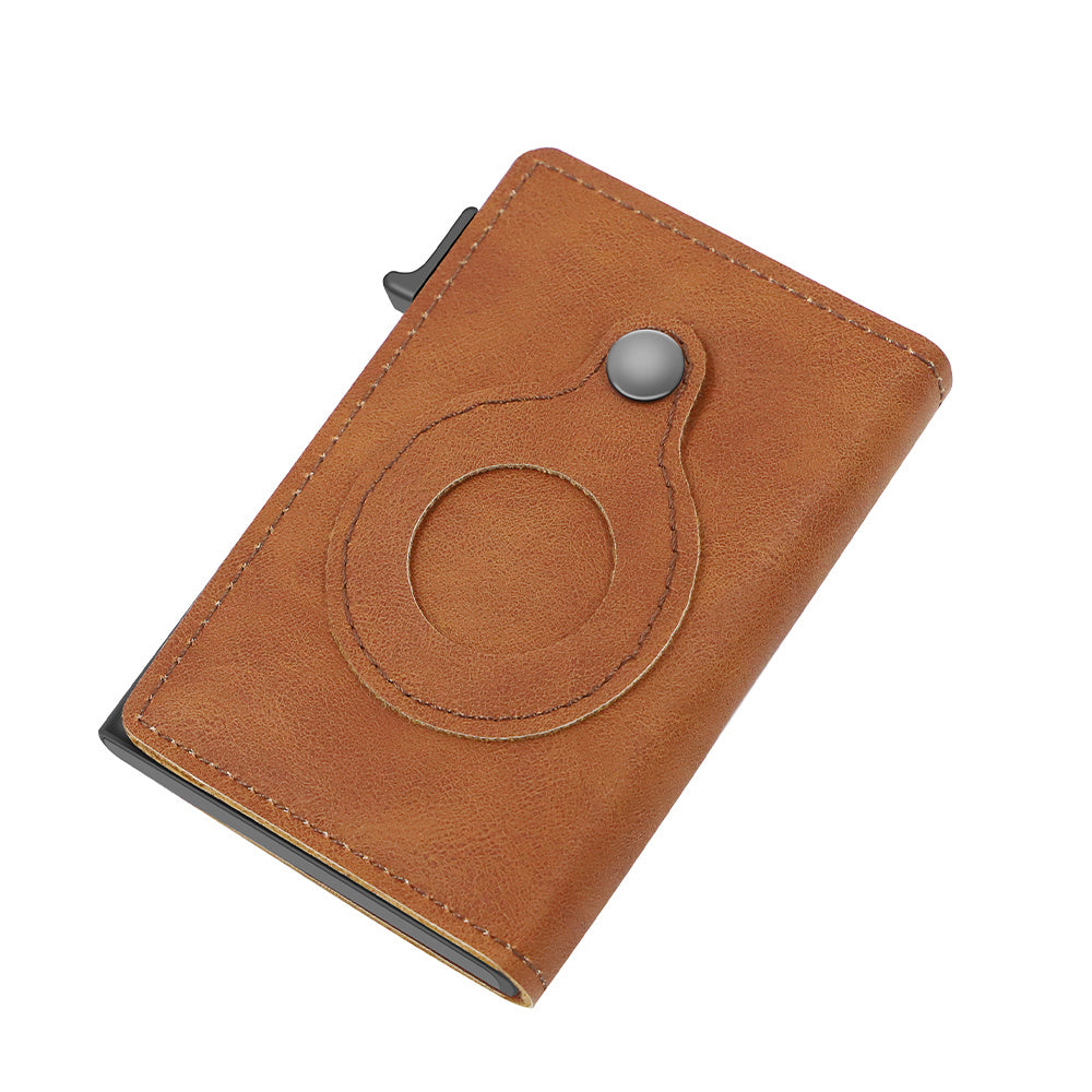 RFID-Blocking Minimalist Leather Wallet with AirTag Compatibility