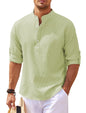 Men's Casual Long Sleeve Stand Collar Shirt – Solid Color Fashion for a Sleek, Modern Look