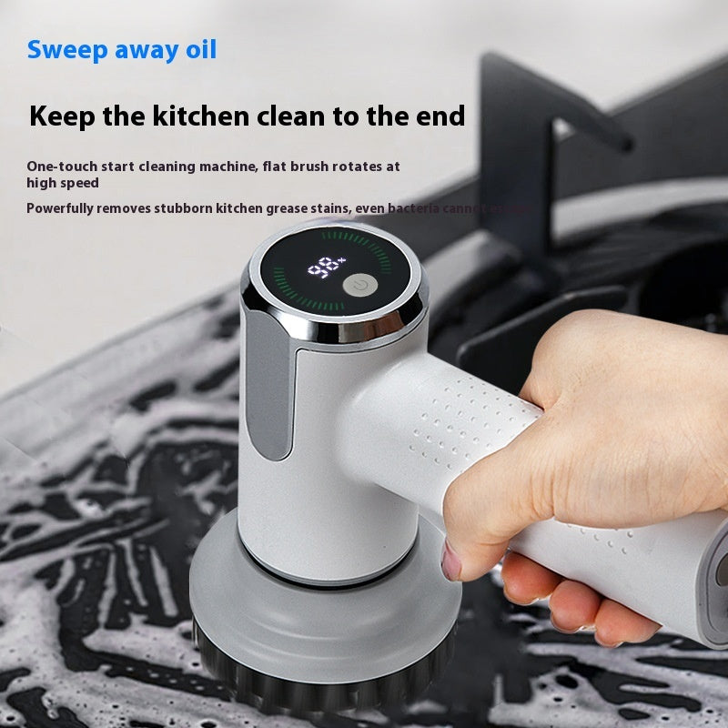 Multifunctional Smart Display Electric Cleaning Brush Wireless Kitchen Sink Cleaning Brush Waterproof Electric Pot Brush Cleaning Tool - PureSelect