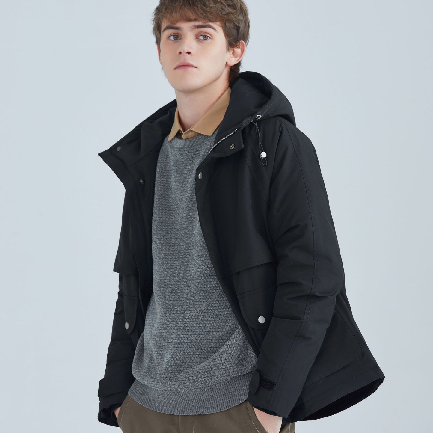 All-Match Short White Duck Down Hooded Jacket – Stylish & Warm