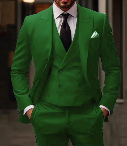 Green Plus-sized Foreign Trade Three-piece Groom Best Man Suit