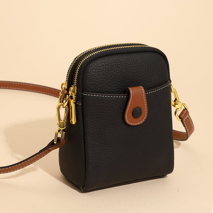 Women's Lychee Pattern Leather Crossbody Phone Bag