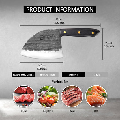 HDMD Cleaver Knife Meat Cleaver Knife For Meat Cutting, Real Hand Forged Knife High Carbon Steel Knife, Butchers Knife Meat Knife For Home And Outdoor Camping, BBQ - PureSelect