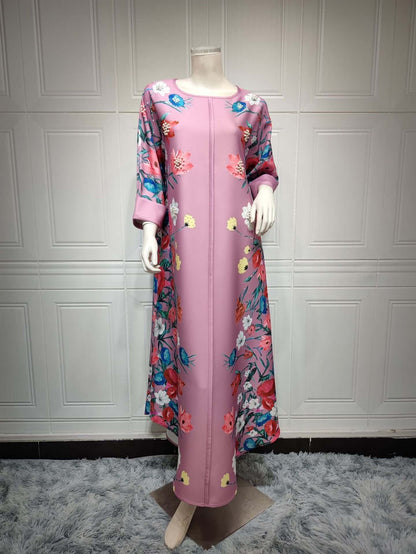 Affordable Luxury Muslim Robe with Rhinestone Printing