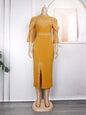 African Hip Wrap Dress with Elegant OL Style