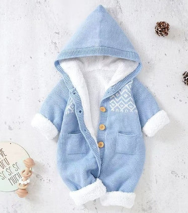 Babies' Knit Jumpsuit Cute Thickening Warm