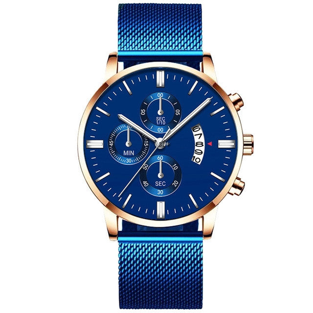 Men’s Luxury Business Quartz Watch with Mesh Band