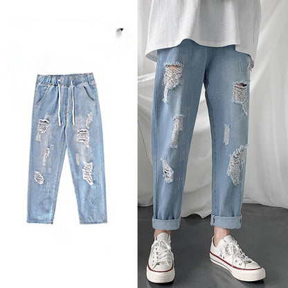 Vintage Washed Loose Jeans – Japanese Street Fashion Overalls