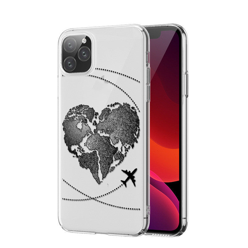 Airplane Map Transparent Soft Mobile Phone Case