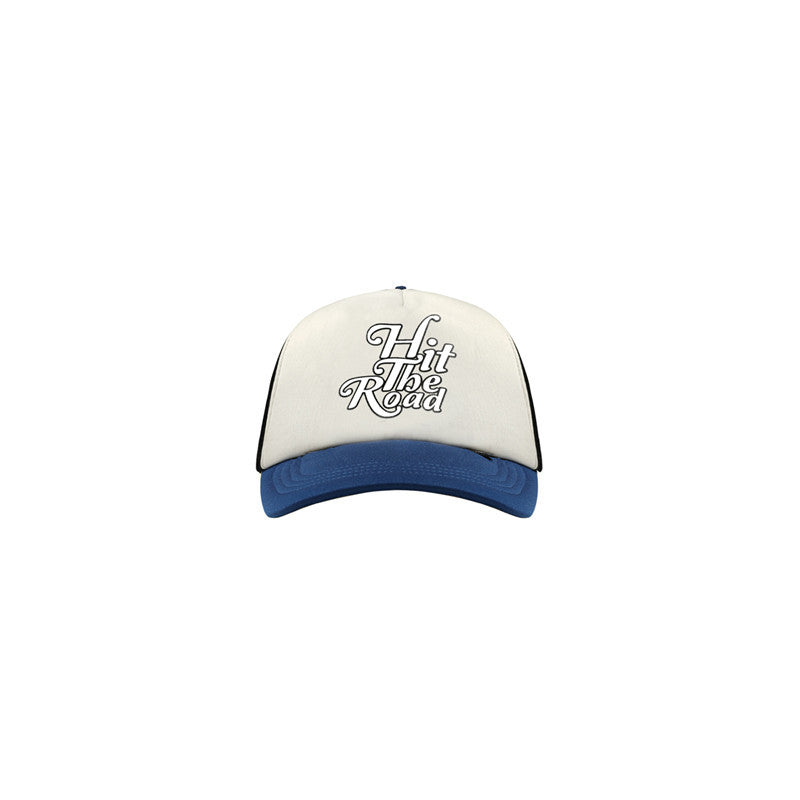 Retro Blue and White Color-Blocked Caps – Trendy Couple Accessories