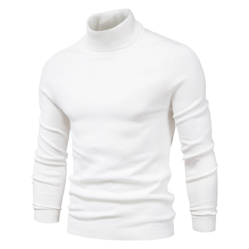 Men's Solid Color Slim Pullover Turtleneck Sweater Winter Casual Tops Clothing