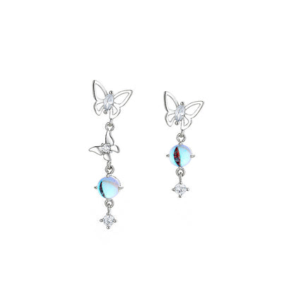 Moonstone Butterfly Earrings Long Light Luxury Asymmetric