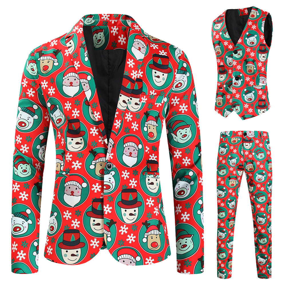 Christmas New Suit Three-piece Men's Casual