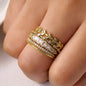 Geometric Zircon Ring Female Wheat Design