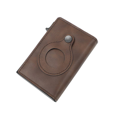 RFID-Blocking Minimalist Leather Wallet with AirTag Compatibility