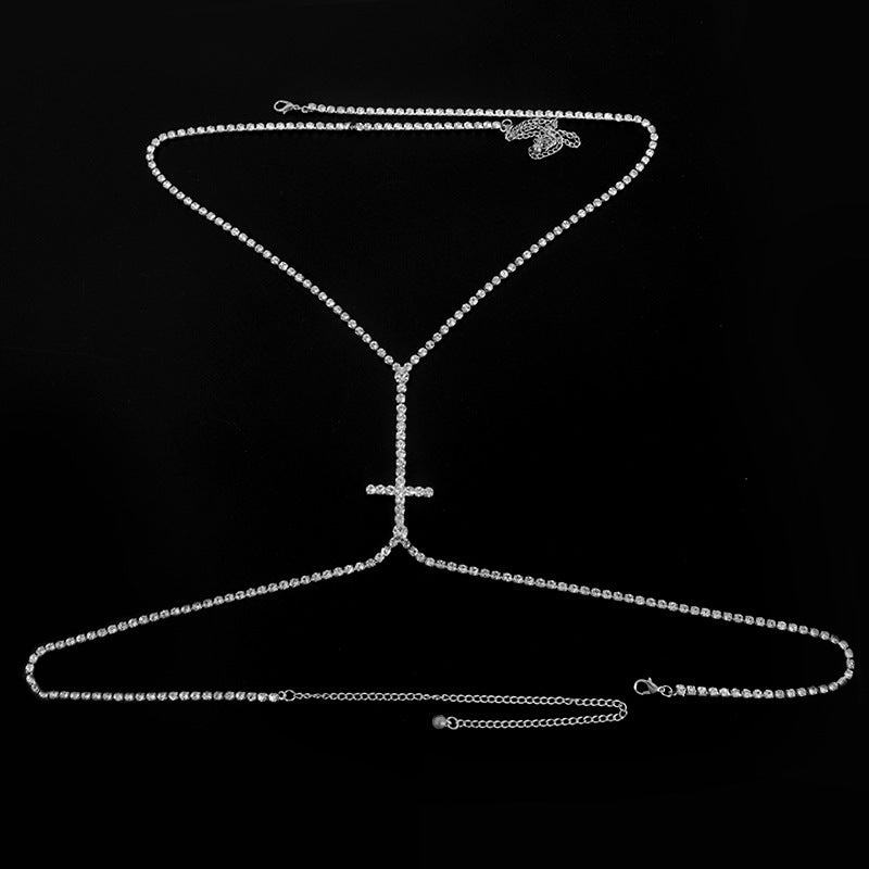 Accessories Cross Trend Rhinestone Pendant Chest Chain