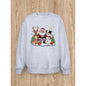 Women's Basic Casual Pullover – Long Sleeve with Elk and Santa Claus Print, Round Neck