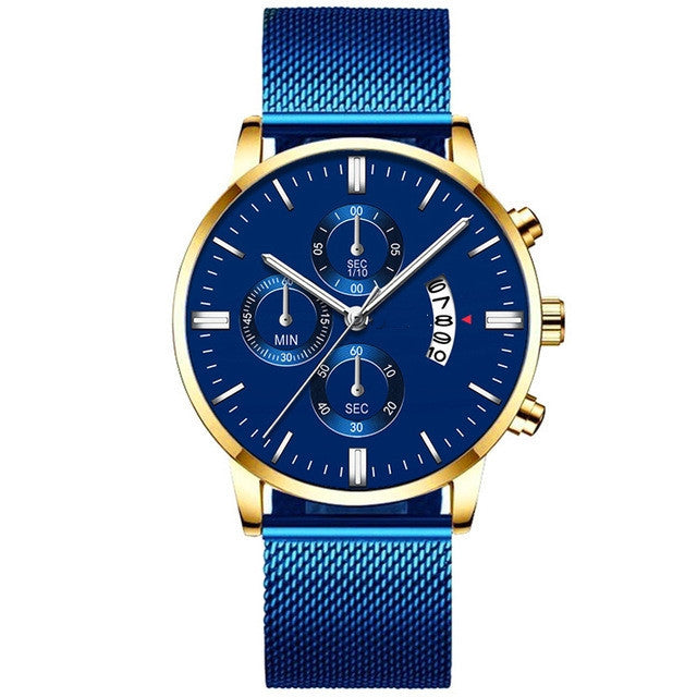 Men’s Luxury Business Quartz Watch with Mesh Band