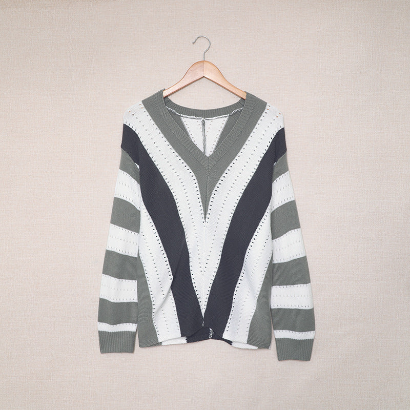 Casual Loose-Fit V-Neck Sweater for Women