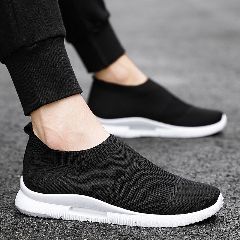 Flying Knit Sneakers Men's Mesh White Shoes Black Casual Sneakers