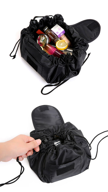 Drawstring Portable Travel Storage Black Cosmetic Bag