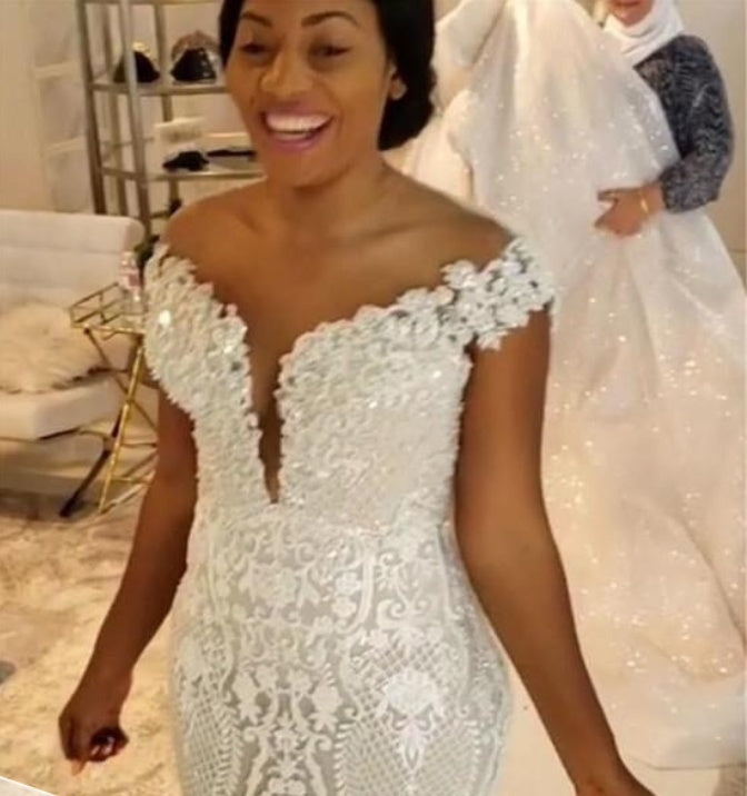 New Foreign Trade Wedding Dress Wholesale African Mermaid Detachable Lace Mermaid Wedding Dress