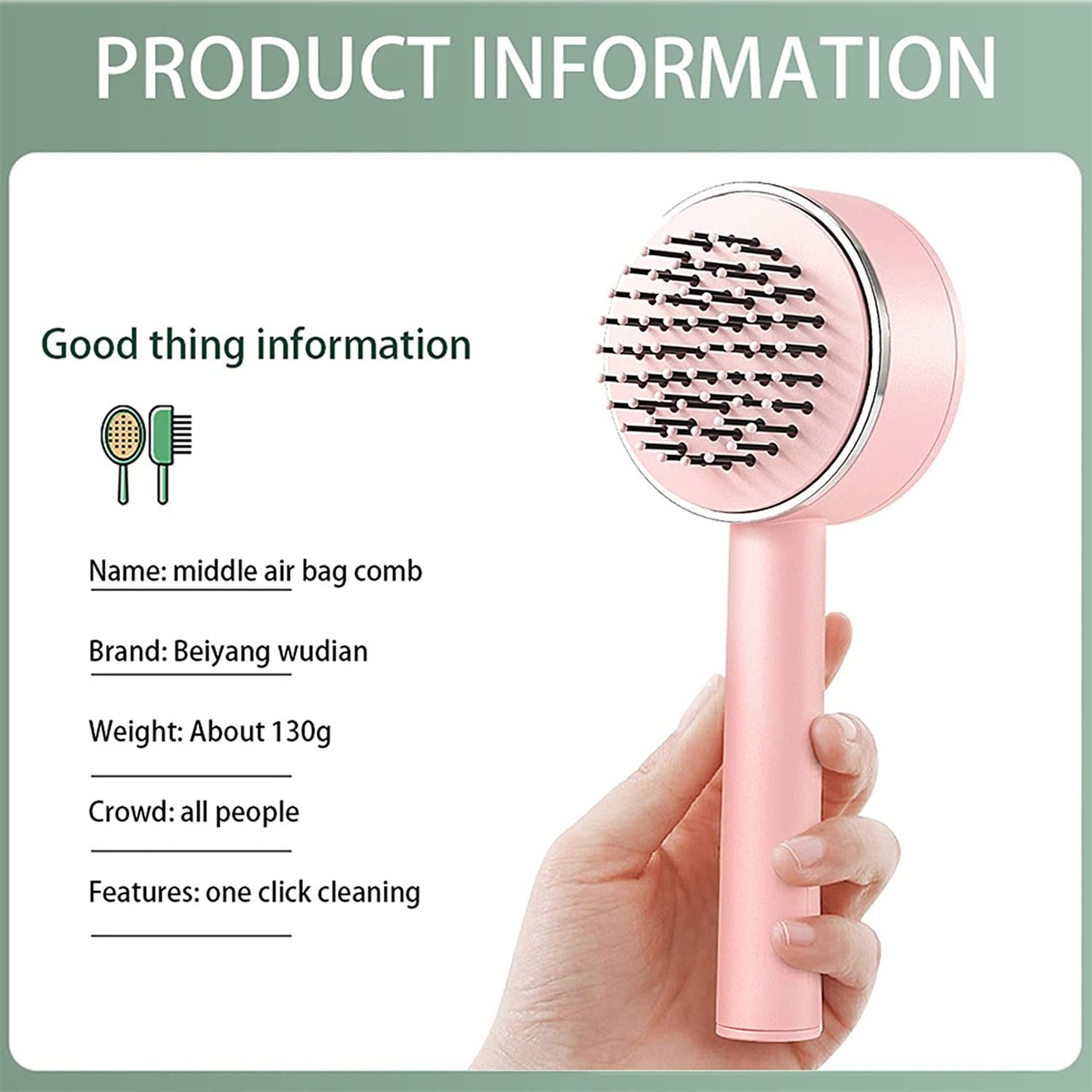 3D Air Cushion Self-Cleaning Hair Brush for Curly Hair