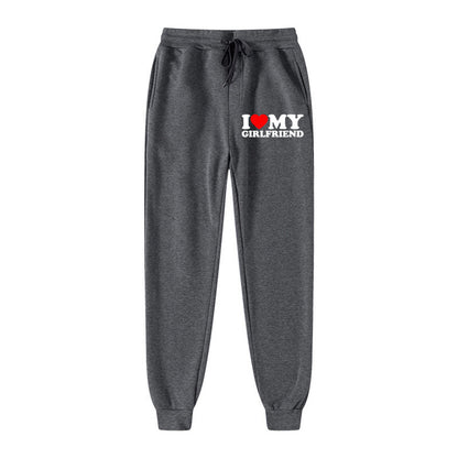 I LOVE MY GIRLFRIEND Letter Print Casual Sweatpants – Fun and Comfy