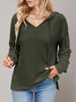 Double Take Drawstring Dropped Shoulder Long Sleeve Hoodie - PureSelect