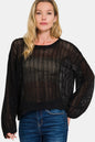 Zenana Hollow Out Long Sleeve Knit Cover Up