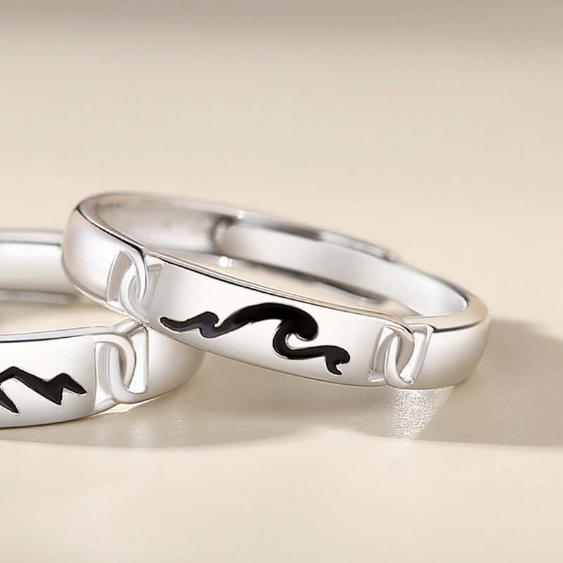 Original Mountain And Sea Accompanied Couples Ring