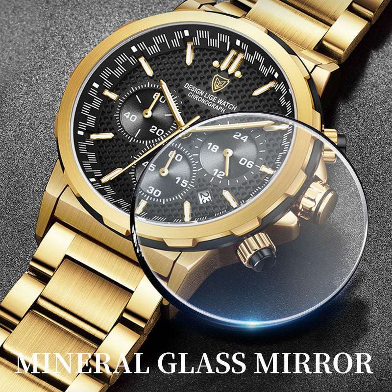 Classic Steel Strap Business Multifunction Luminous Calendar Waterproof Watch