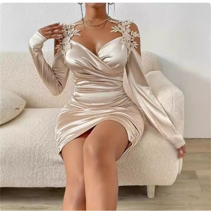 Elegant Lace Tight Draped Dress - PureSelect