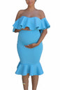 Women Elastic Pregnant Women Ruffles Dress