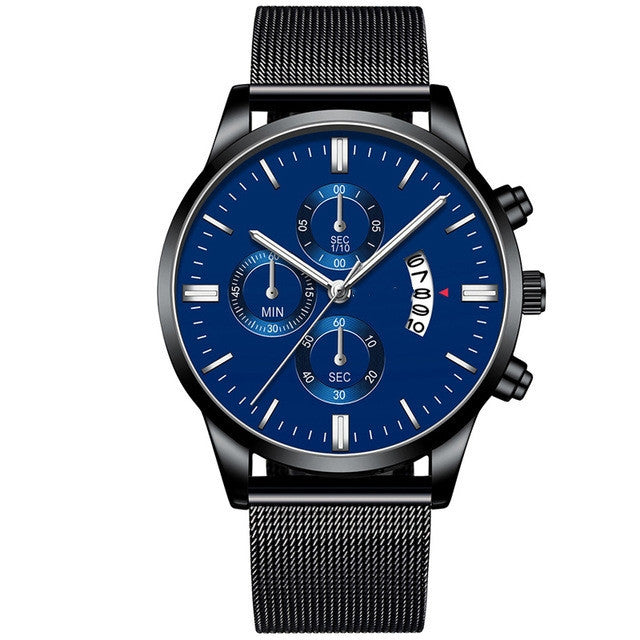 Men’s Luxury Business Quartz Watch with Mesh Band