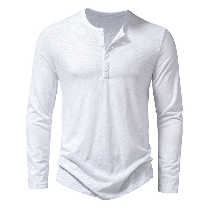 Men's Long Sleeve Henley Collar T-Shirt – Fashionable Button-Up Top for a Stylish Look