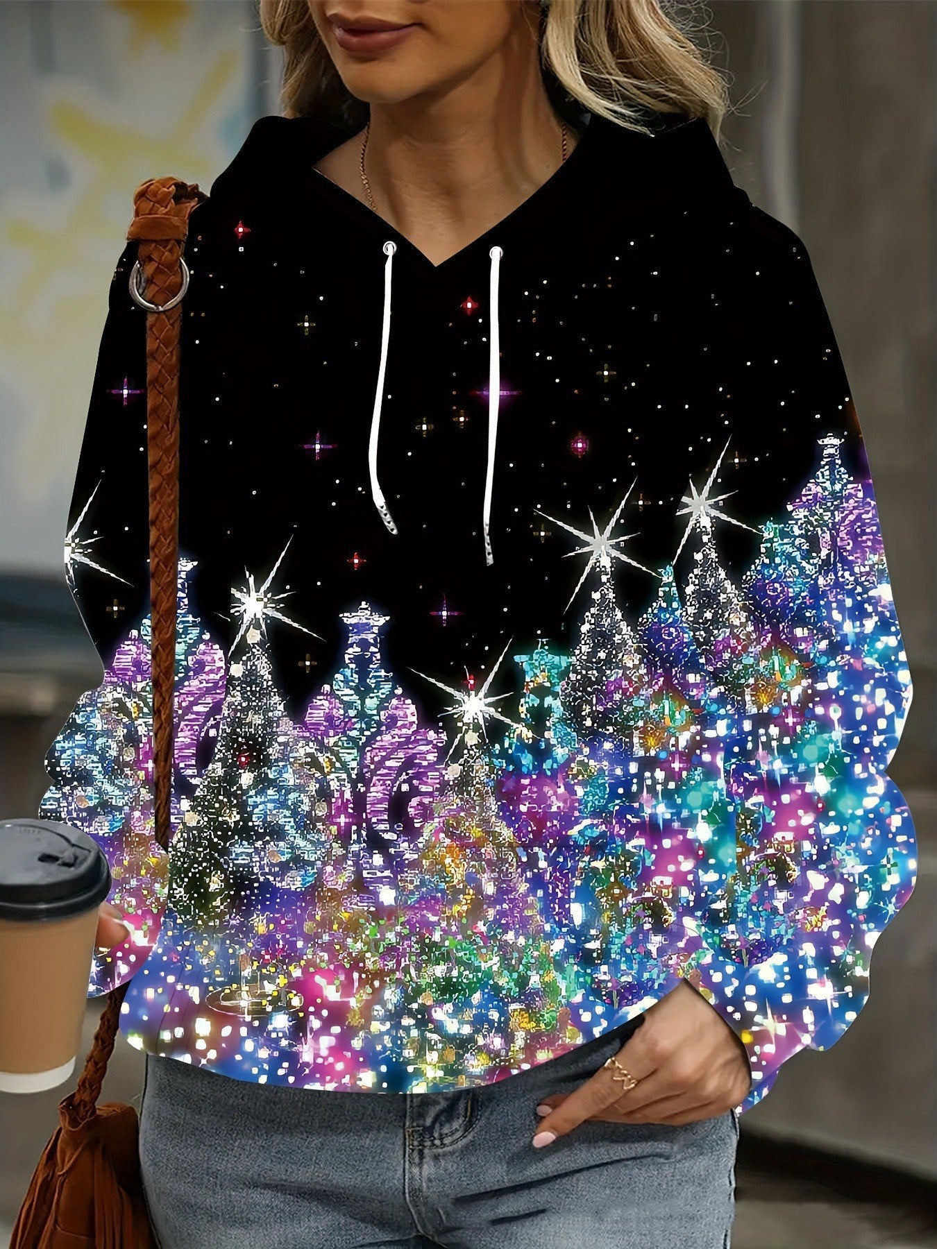 Ladies Christmas Theme 3D Printed Hoodie