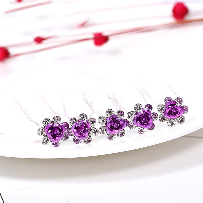 Alloy Rhinestone Rose Diamond Hair Comb