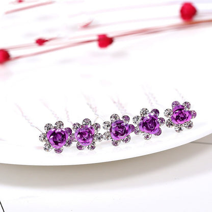 Alloy Rhinestone Rose Diamond Hair Comb