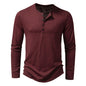 Men's Long Sleeve Henley Collar T-Shirt – Fashionable Button-Up Top for a Stylish Look