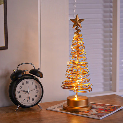 LED Spiral Tree Light – Wrought Iron Xmas Desk Lamp