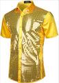 70s Disco Party Sequined Button-Down Cosplay Shirt for Men