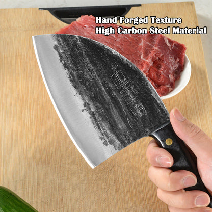 HDMD Cleaver Knife Meat Cleaver Knife For Meat Cutting, Real Hand Forged Knife High Carbon Steel Knife, Butchers Knife Meat Knife For Home And Outdoor Camping, BBQ - PureSelect