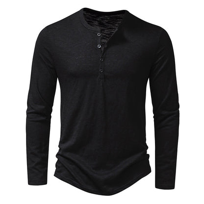 Men's Long Sleeve Henley Collar T-Shirt – Fashionable Button-Up Top for a Stylish Look