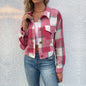 Plaid Cropped Jacket with Pockets - PureSelect