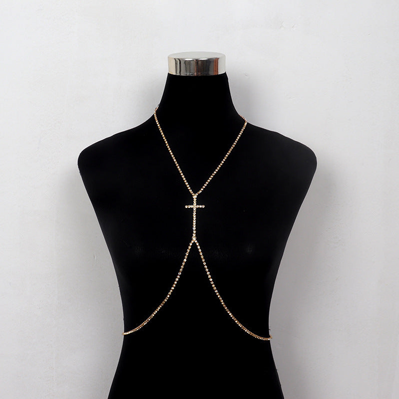 Accessories Cross Trend Rhinestone Pendant Chest Chain