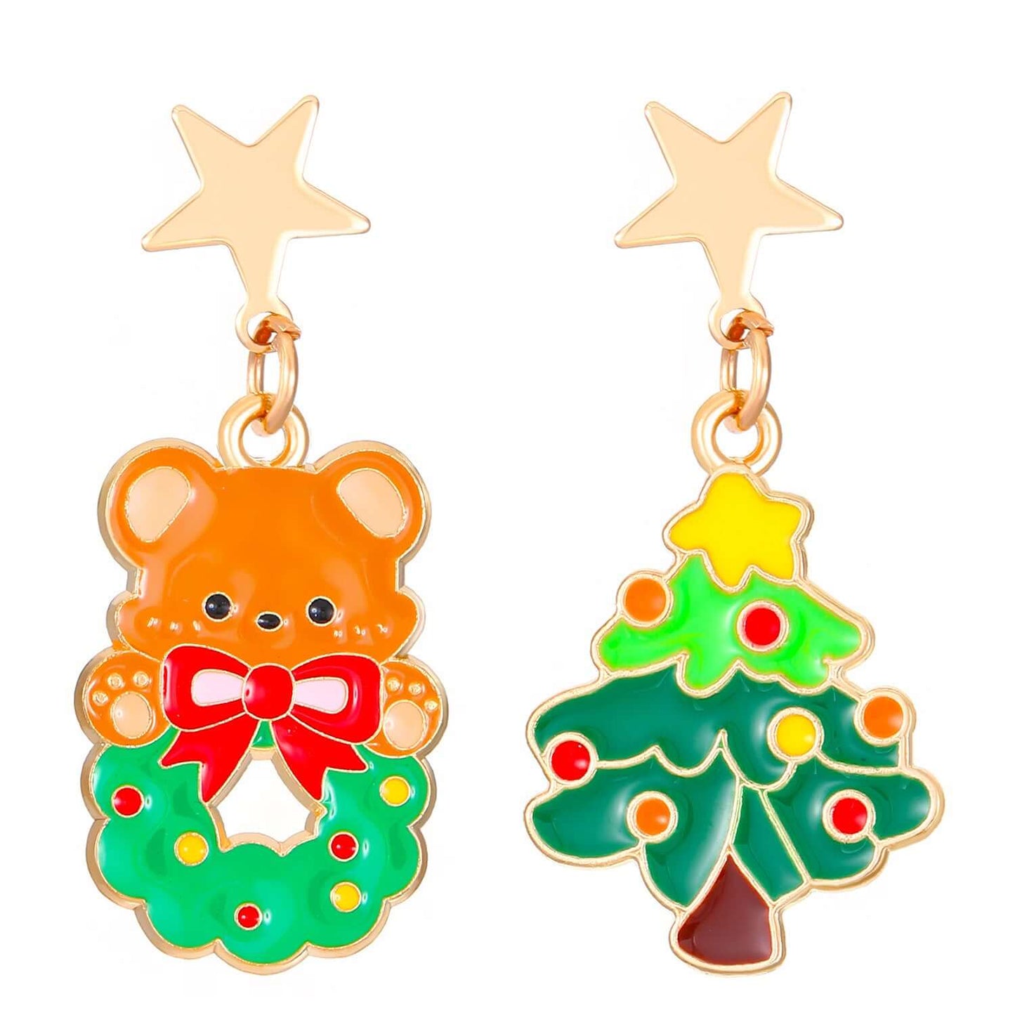 Asymmetric Cartoon Elk Earrings – Festive Fashion Accessory