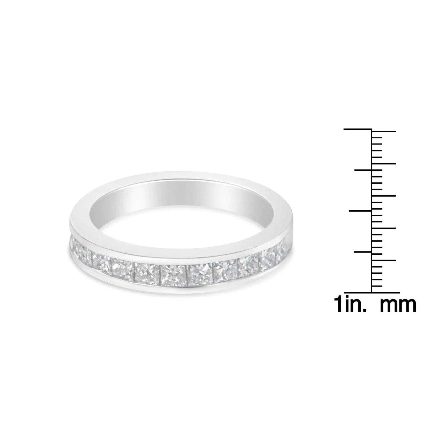 Women's 18K White Gold Princess Cut Diamond Band Ring (1 Cttw, G-H Color, SI1-SI2 Clarity) - PureSelect