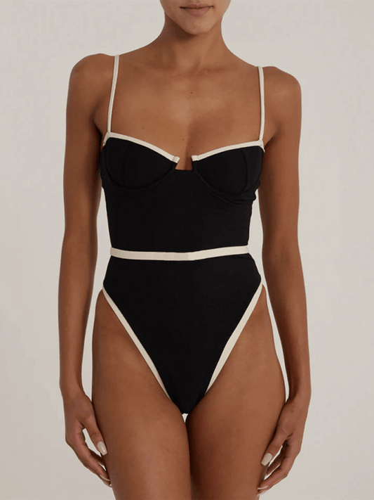 New Women's Splicing One-Piece Swimsuit