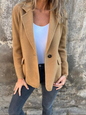 Casual Buttoned Solid Color Tweed Jacket